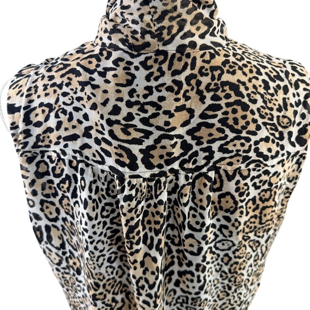 Chicos Leopard Print Sleeveless Tie neck Top Size 2 (12/14) - Picture 5 of 10